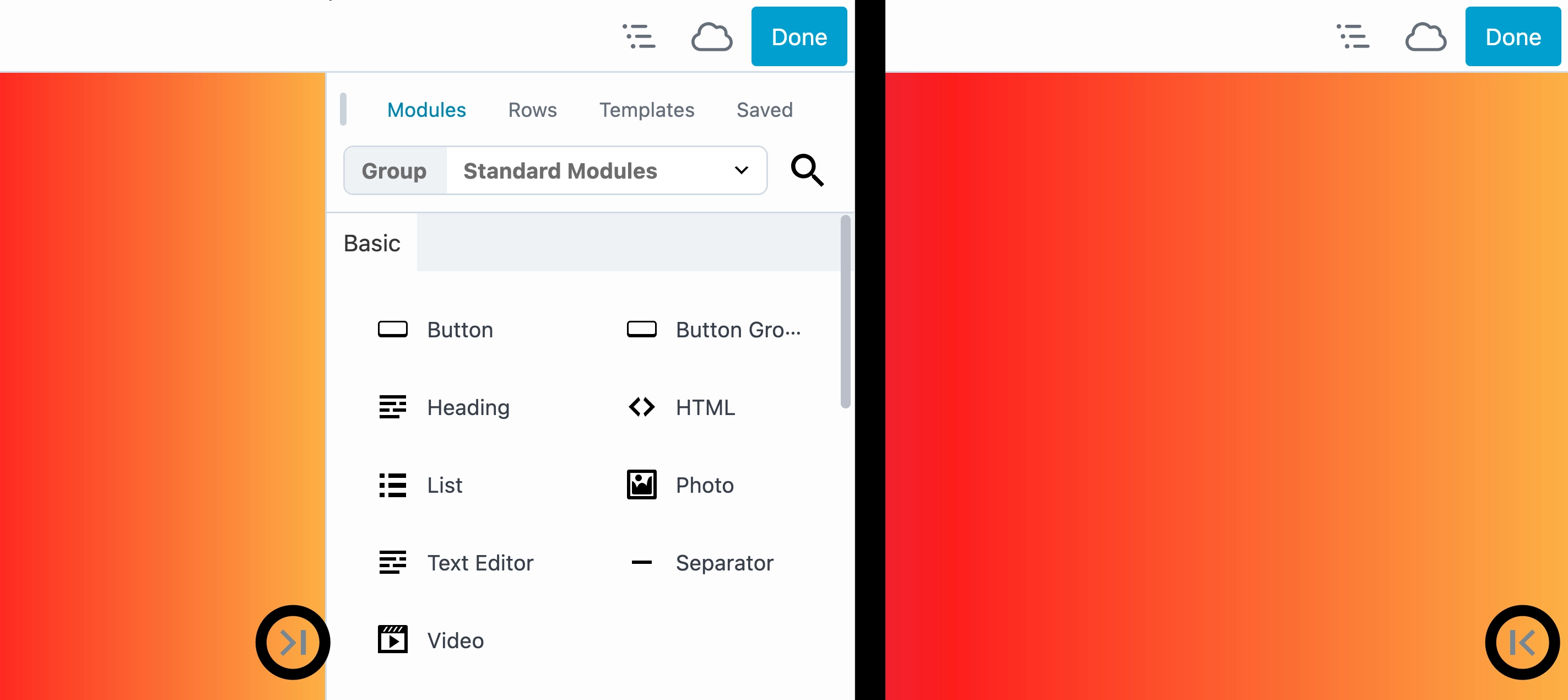 Access Content panel when pinned